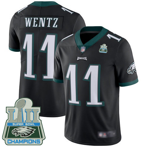 Men Philadelphia Eagles #11 Carson Wentz Black Alternate Vapor Untouchable NFL Jersey Limited Player Super Bowl 100th->philadelphia eagles->NFL Jersey